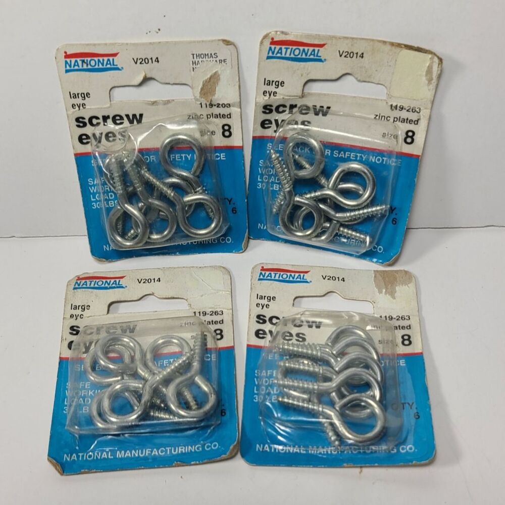 24 National Hardware #8 1-5/8 in. L Zinc-Plated Steel Screw Eye 4 x 6 pk